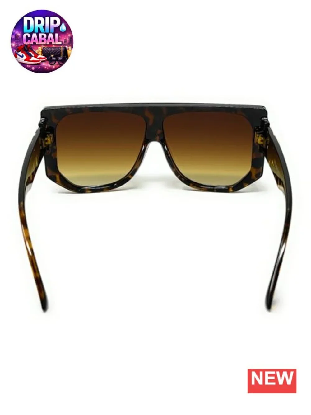 Oversized Square Sunglasses Gold Temple Accent UV Protection